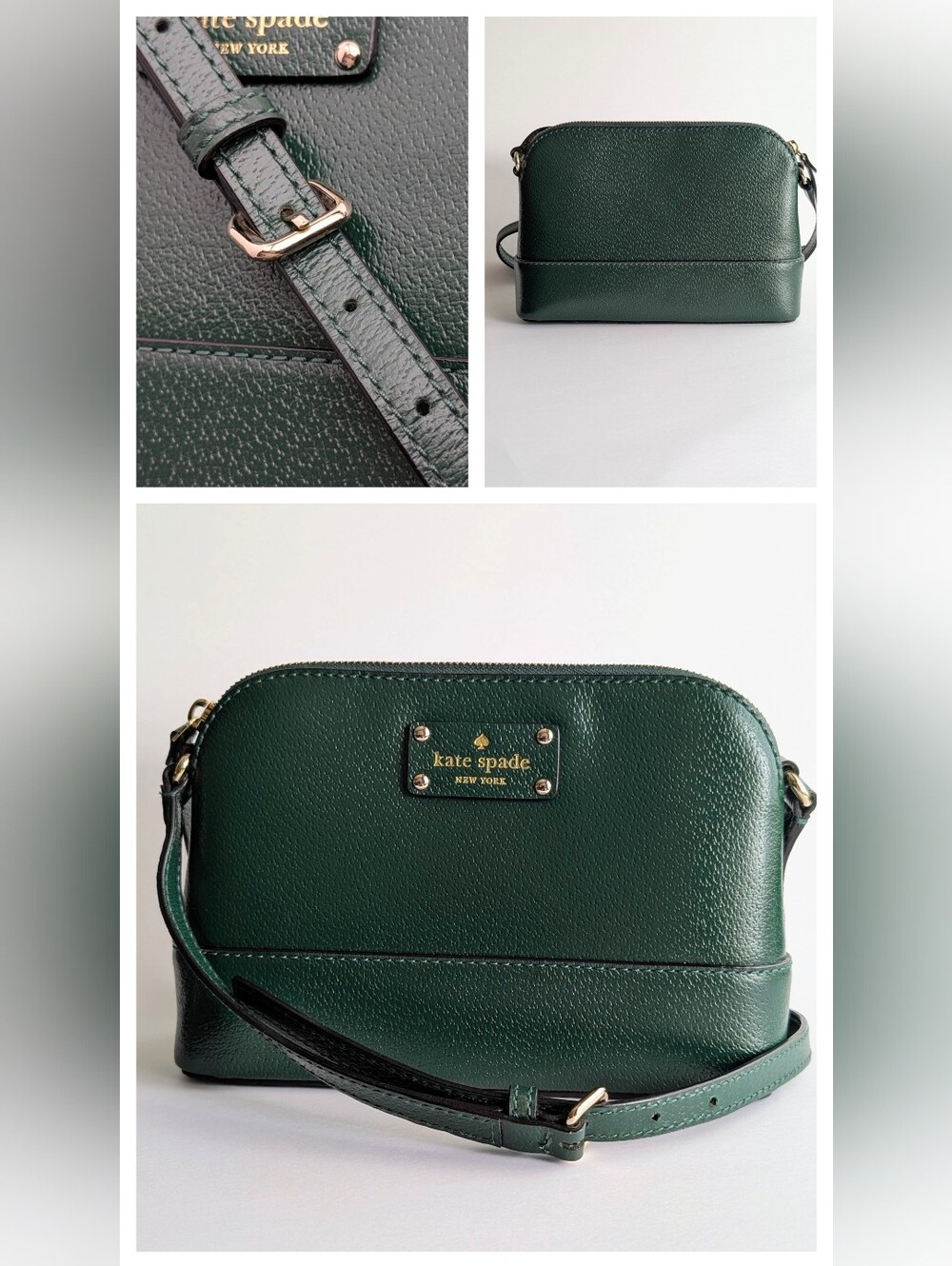 Kate Spade Forest Green Pebble Leather Structured Dome Handbag | Hanna Wellesley